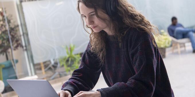 Student working on a computer